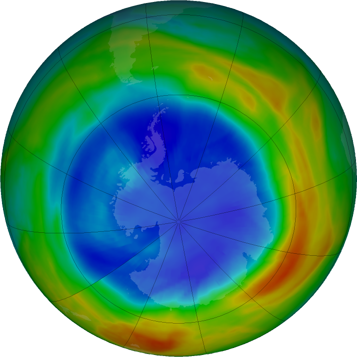 Antarctic ozone map for 04 September 2017